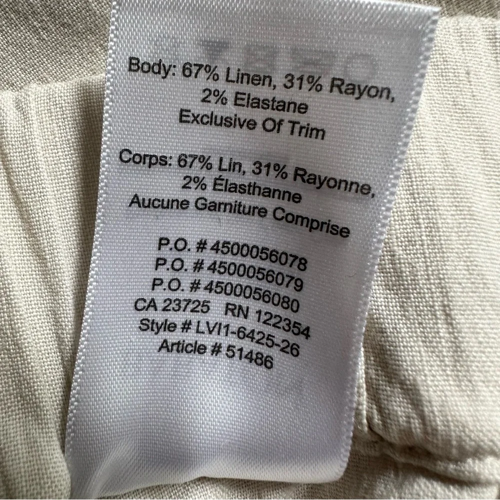 Babaton Linen Blend Pants Cream Elastic Waist Size‎ Small